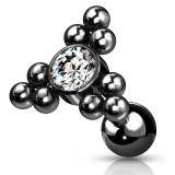 Cartilage hélix, tragus 139 - Plaqué-titane noir triangle petites billes