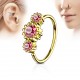 Piercing micro bcr anneau avec zircones rondes roses Gold ip jaune (191)
