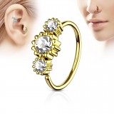 Piercing micro-bcr 191 - Gold-ip jaune zircones ronds transparents