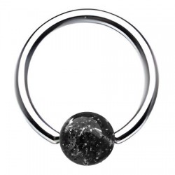 Piercing micro-bcr 25 - Boule paillettes noires