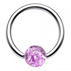 Piercing micro-bcr 25 - Boule paillettes lilas