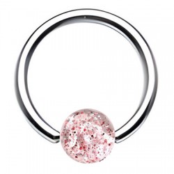 Piercing micro-bcr 25 - Boule paillettes rouges