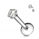 Piercing micro-labret 56 - Cristal carré transparent