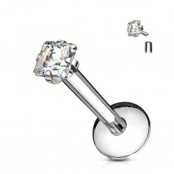 Piercing micro-labret 56 - Cristal carré transparent