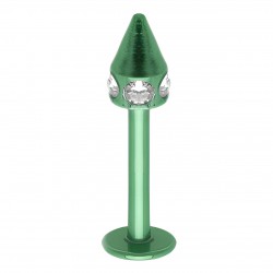 Piercing micro-labret 73 - Plaqué-titane néon vert pointe cristaux
