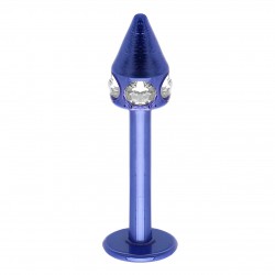 Piercing micro-labret 73 - Plaqué-titane néon bleu pointe cristaux