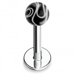 Piercing micro-labret acry 19 - Boule marbrée noire