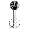 Piercing micro-labret acry 19 - Boule marbrée noire
