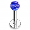 Piercing micro-labret acry 19 - Boule marbrée bleue