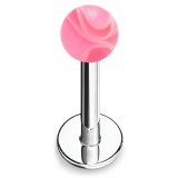 Piercing micro-labret acry 19 - Boule marbrée rose