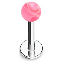 Piercing micro-labret acry 19 - Boule marbrée rose