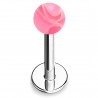 Piercing micro-labret acry 19 - Boule marbrée rose