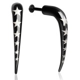 Piercing labret 134 - Talon noir pointe courbe avec étoiles