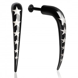 Piercing labret 134 - Talon noir pointe courbe avec étoiles