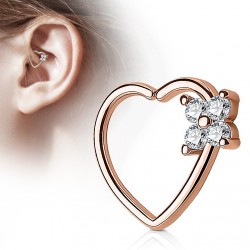 Piercing hélix 148 - Gold-ip rose cœur cristal fleur