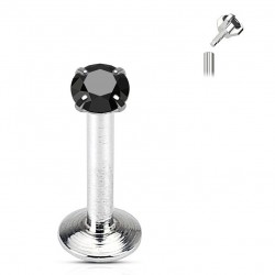 Piercing micro-labret 57 - Cristal rond noir
