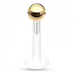 Piercing micro-labret téflon 66 - Boule plaqué-or jaune