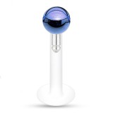 Piercing micro-labret téflon 66 - Boule plaqué-titane bleue