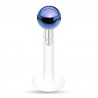 Piercing micro-labret téflon 66 - Boule plaqué-titane bleue