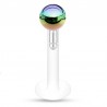 Piercing micro-labret téflon 66 - Boule plaqué-titane rainbow