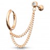 Double chaine pour oreille 33 - Anneau et barbell plaqué-or rose