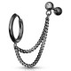 Double chaine pour oreille 33 - Anneau et barbell plaqué-titane noir