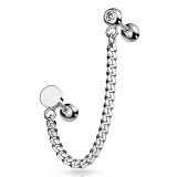 Chaine pour oreille 36 - Cercle et cristal transparent