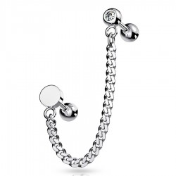 Chaine pour oreille 36 - Cercle et cristal transparent