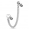 Chaine pour oreille 36 - Cœur et cristal transparent