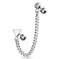 Chaine pour oreille 36 - Triangle et cristal transparent