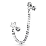 Chaine pour oreille 36 - étoile et cristal transparent