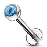 Piercing micro-labret 127 - Œil de reptile psychédélique bleu