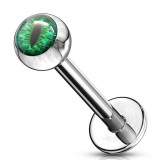 Piercing micro-labret 127 - Œil de reptile psychédélique vert