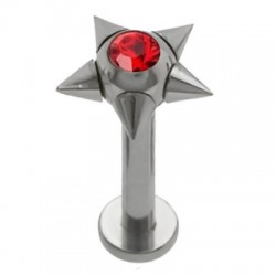 Piercing labret 131 - Pointes avec cristal rouge