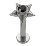 Piercing labret 131 - Pointes avec cristal noir