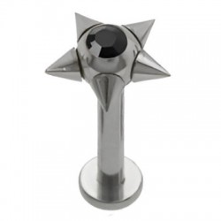 Piercing labret 131 - Pointes avec cristal noir