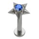 Piercing labret 131 - Pointes avec cristal bleu