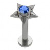 Piercing labret 131 - Pointes avec cristal bleu