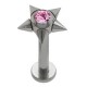 Piercing labret 131 - Pointes avec cristal rose
