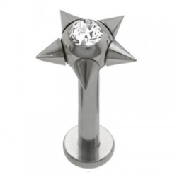 Piercing labret 131 - Pointes avec cristal transparent