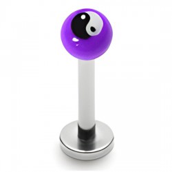 Piercing labret UV 20 - Boule lilas yin-yang