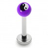 Piercing labret UV 20 - Boule lilas yin-yang