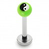 Piercing labret UV 20 - Boule vert-pomme yin-yang