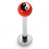 Piercing labret UV 20 - Boule rouge yin-yang