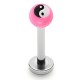 Piercing labret UV 20 - Boule rose yin-yang
