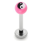 Piercing labret UV 20 - Boule rose yin-yang