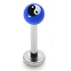Piercing labret UV 20 - Boule bleue yin-yang
