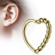 Piercing hélix 149 - Cœur plaqué-or jaune style corde