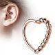 Piercing hélix 149 - Cœur plaqué-or rose style corde