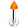 Piercing micro-labret acrylique 25 - Pointe orange paillettes